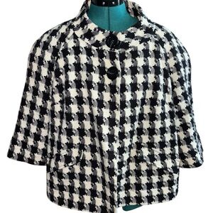 East 5th Black and White Checkered Cape/Jacket, NWOT